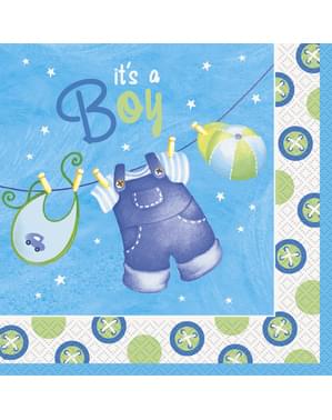 16 grandes Serviettes en papier It's a boy - Clothesline Baby Shower