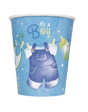 8 का सेट यह एक लड़का कप है - क्लोथलाइन बेबी शॉवर