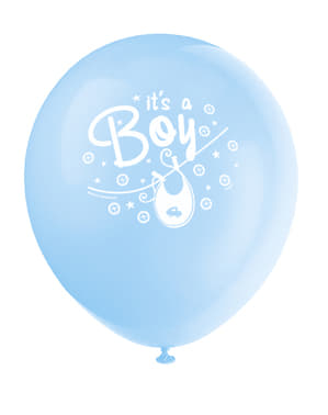 8 balões azuis It's a bo (30 cm) - Clothesline Baby Shower
