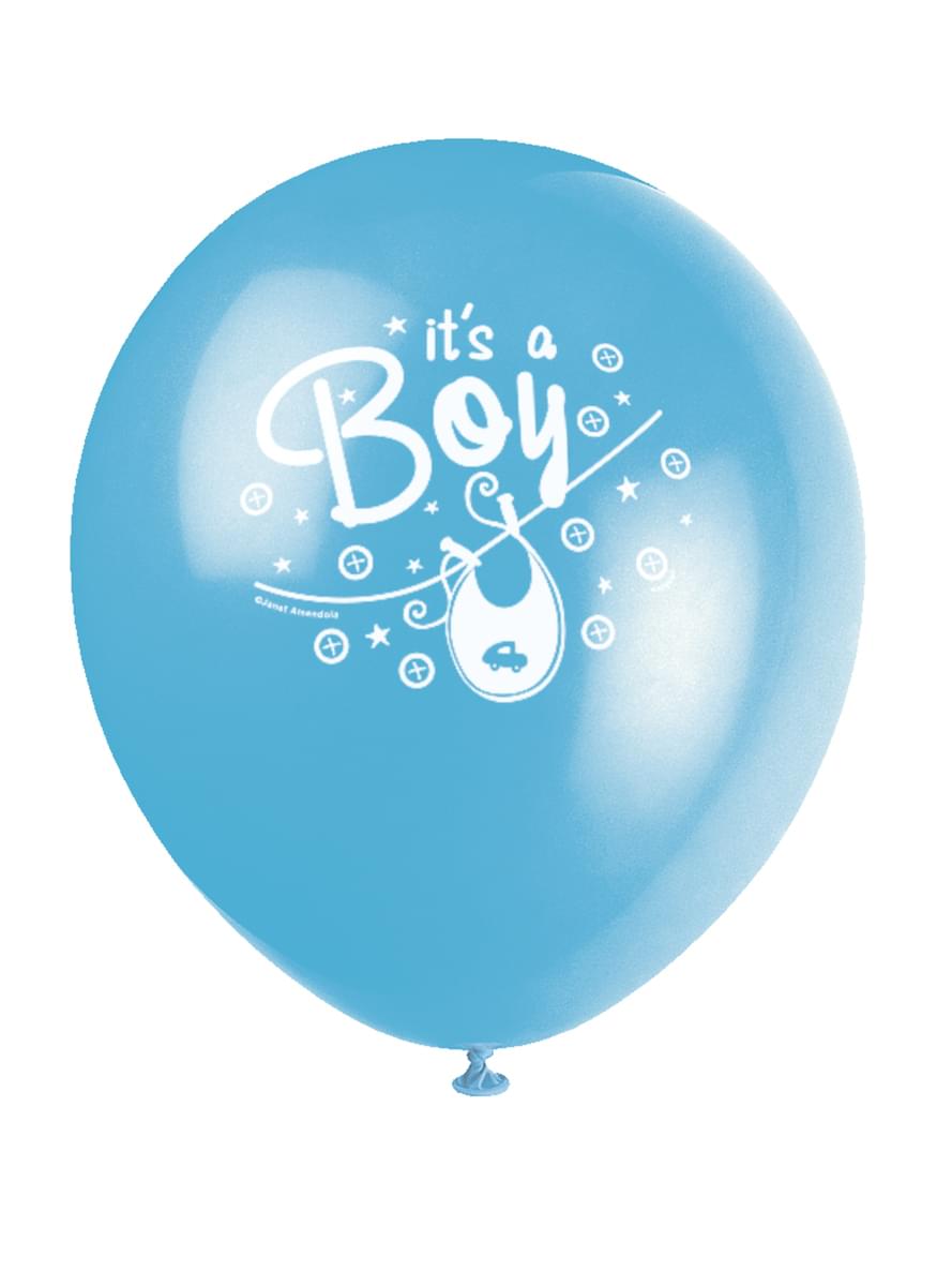 8 balões azuis It's a bo (30 cm) - Clothesline Baby Shower