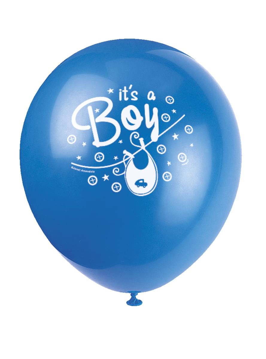 8 globos azules It's a boy! (30 cm) - Blue Clothesline Baby Shower