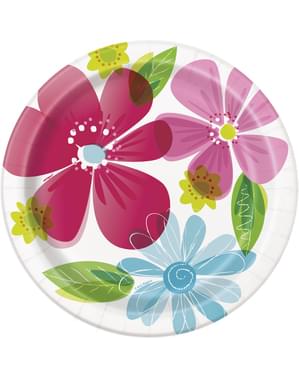 8 platos (23 cm) - Striped Spring Flower