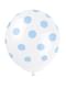 6 globos blancos con topos azules (30 cm)