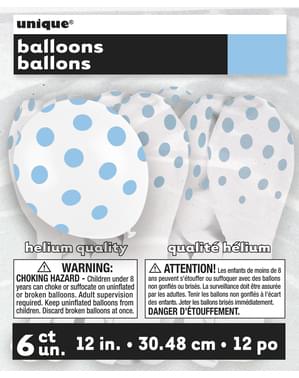 Sæt af 6 hivde ballonner med bå prikker