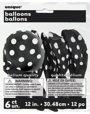 Luftballon Set 6-teilig schwarz mit weißen Punkten