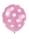 6 ballons roses à pois blancs