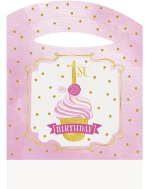 Set de 1º cumpleaños rosa y dorado