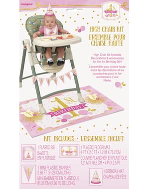 Set de 1º cumpleaños rosa y dorado