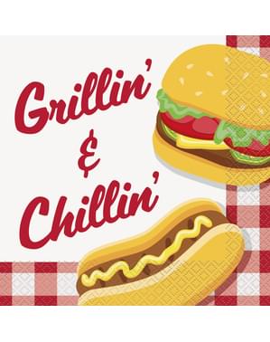 Set 16 besar BBQ napkings - Grillin '& Chillin'