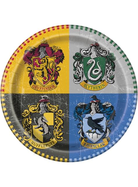 8 Piatti Grandi Case Di Hogwart 23cm Harry Potter Per Feste E Compleanni Funidelia