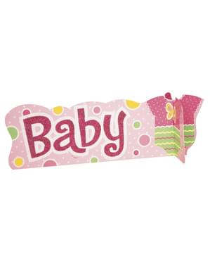 Růžová centrální dekorace - Baby Shower