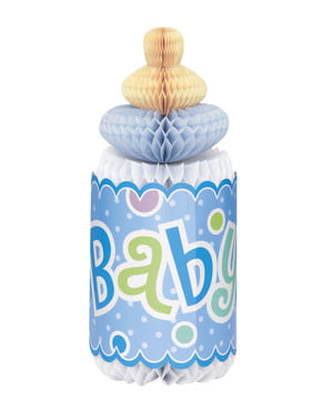 Blå baby flaske bord dekoration- Baby Shower