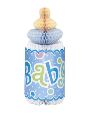 Blauwe babyfles middenstuk - Baby Shower