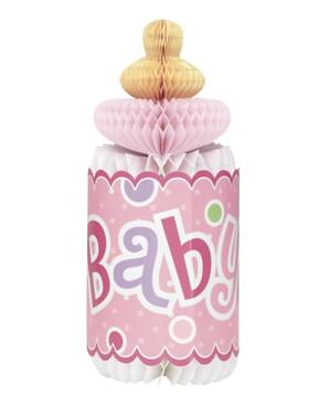 Centro de mesa biberón rosa - Baby Shower