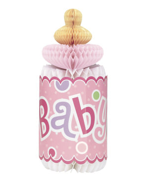 Rúžová plastová fľaška pre bábätko dekorácia na stôl - Baby Shower