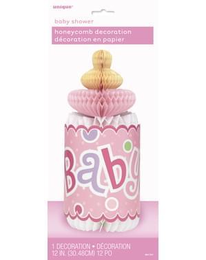 Centro de mesa biberón rosa - Baby Shower