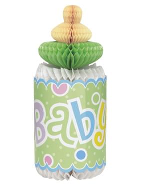 Green baby's bottle centerpiece - Baby Shower