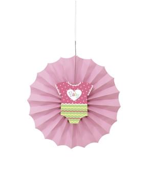 Koristeellinen paperiviuhka pinkkinä - Baby Shower