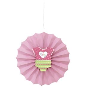 Leque de papel decorativo cor-de-rosa - Baby Shower