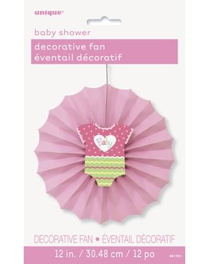 Διακοσμητική Ροζ Χάρτινη Βεντάλια - Baby Shower