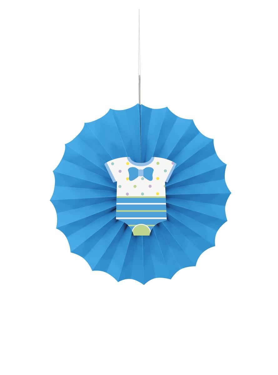 Deko-Fächer aus Papier blau - Baby Shower
