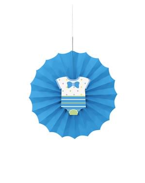 Decoratieve papieren waaier in het blauw - Baby Shower