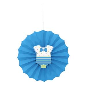 festone a forma di ventaglio decorativo di carta azzurro - Baby Shower