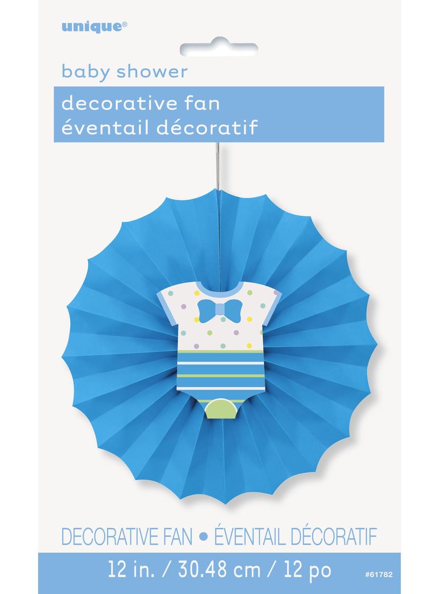 Синий декоративный веер - Baby Shower