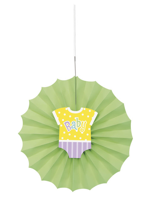 Deko-Fächer aus Papier grün - Baby Shower