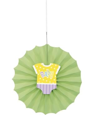 Dekorativní papírový vějíř zelený - Baby Shower