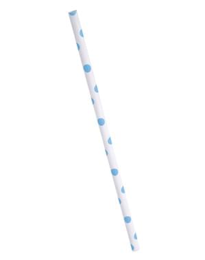 10 pajitas de topos azul cielo y blanco