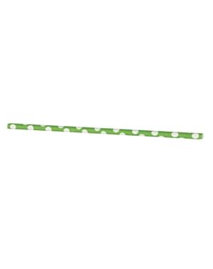 10 straws with lime green spots