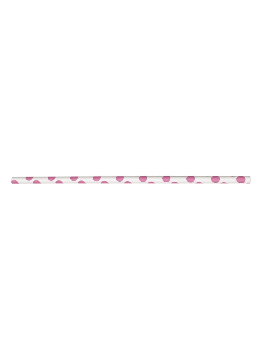 10 palhinhas de pintas cor-de-rosa e brancas