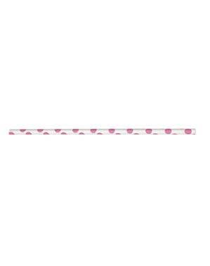 Set od 10 slamki s ružičastim i bijelim točkicama