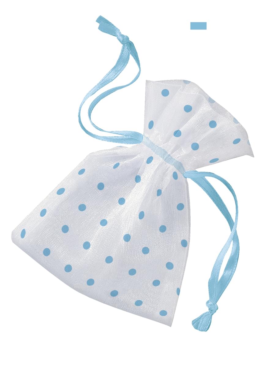 Hvit poser med blå prikker - Baby Shower
