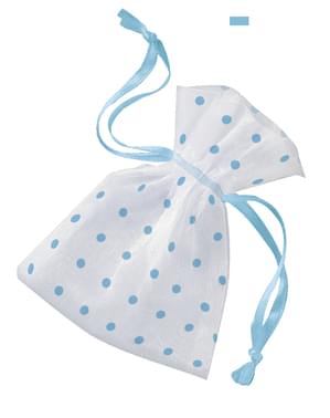 Λευκή Τσάντα με Μπλε Βούλες - Baby Shower