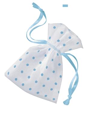 Valkoinen pussi sinisillä täplillä - Baby Shower