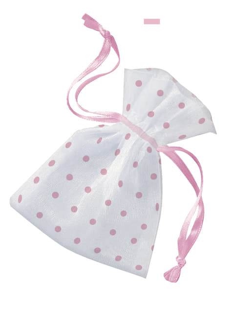 Weiße Tasche mit rosa Punkten - Baby Shower