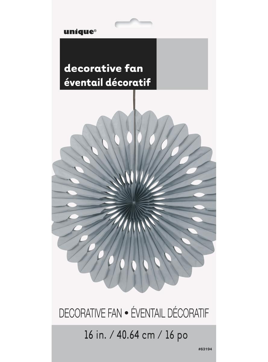 Abanico de papel decorativo plateado - Línea Colores Básicos