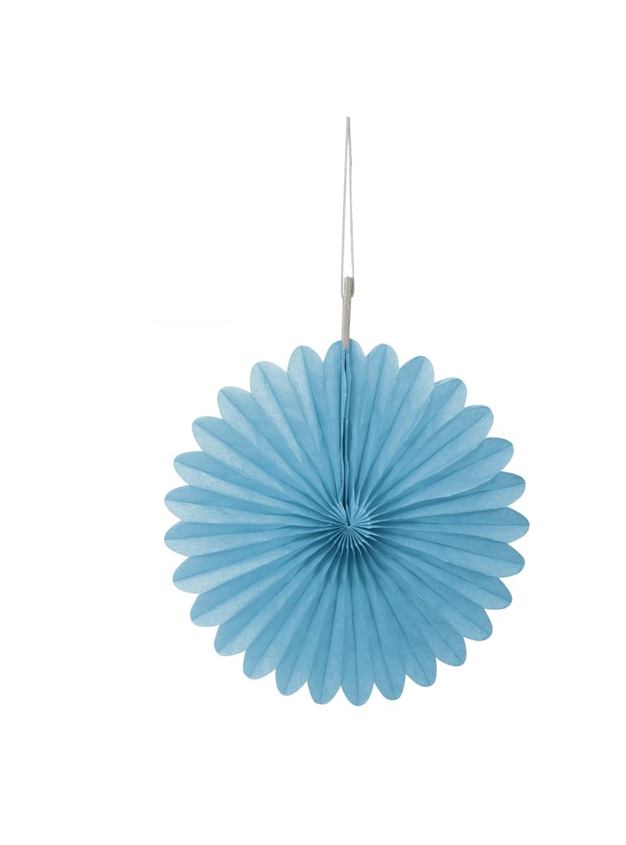Deko-Fächer Set 3-teilig aus Papier himmelblau - Basic-Farben Kollektion