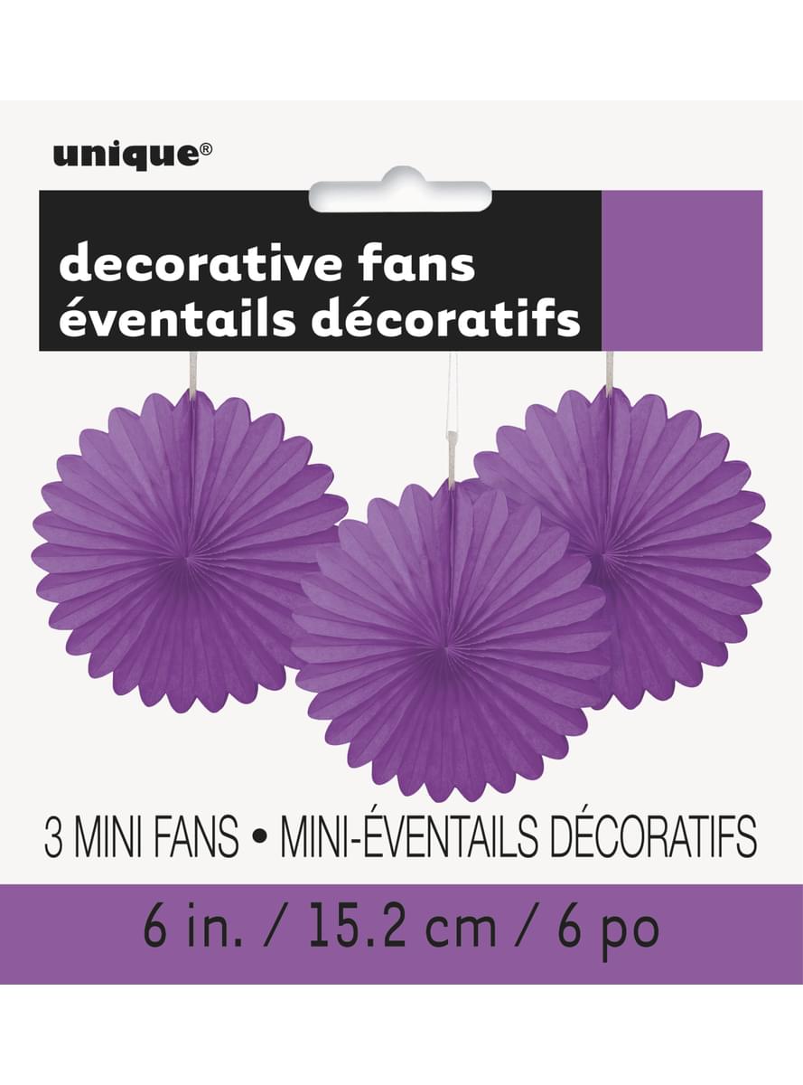 3 rosaces en papier violet - Gamme couleur unie
