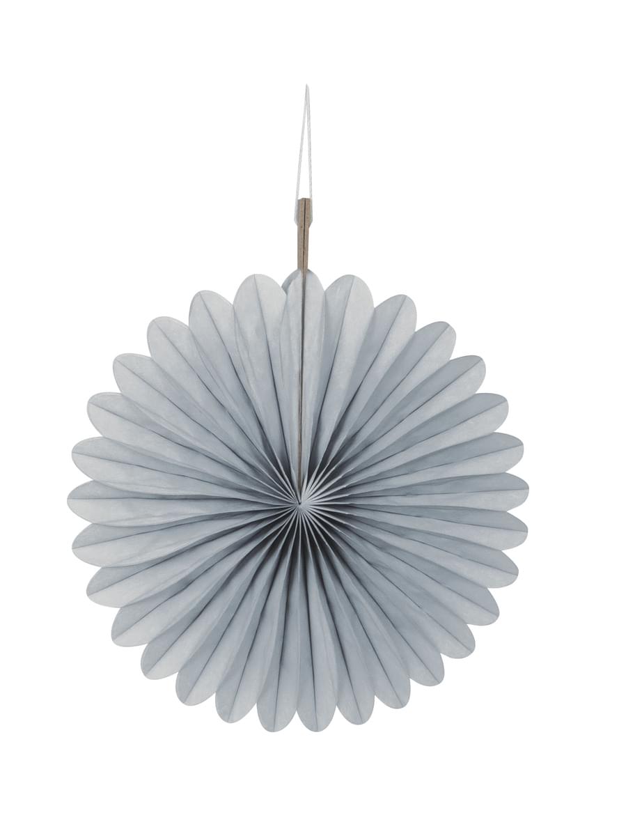 3 Leques de papel decorativos prateado (15,2 cm) - Linha Cores Básicas