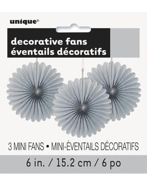 3 dekorative papirvifter i sølvfarvede tone (15,2 cm) - Basale Farver Linje