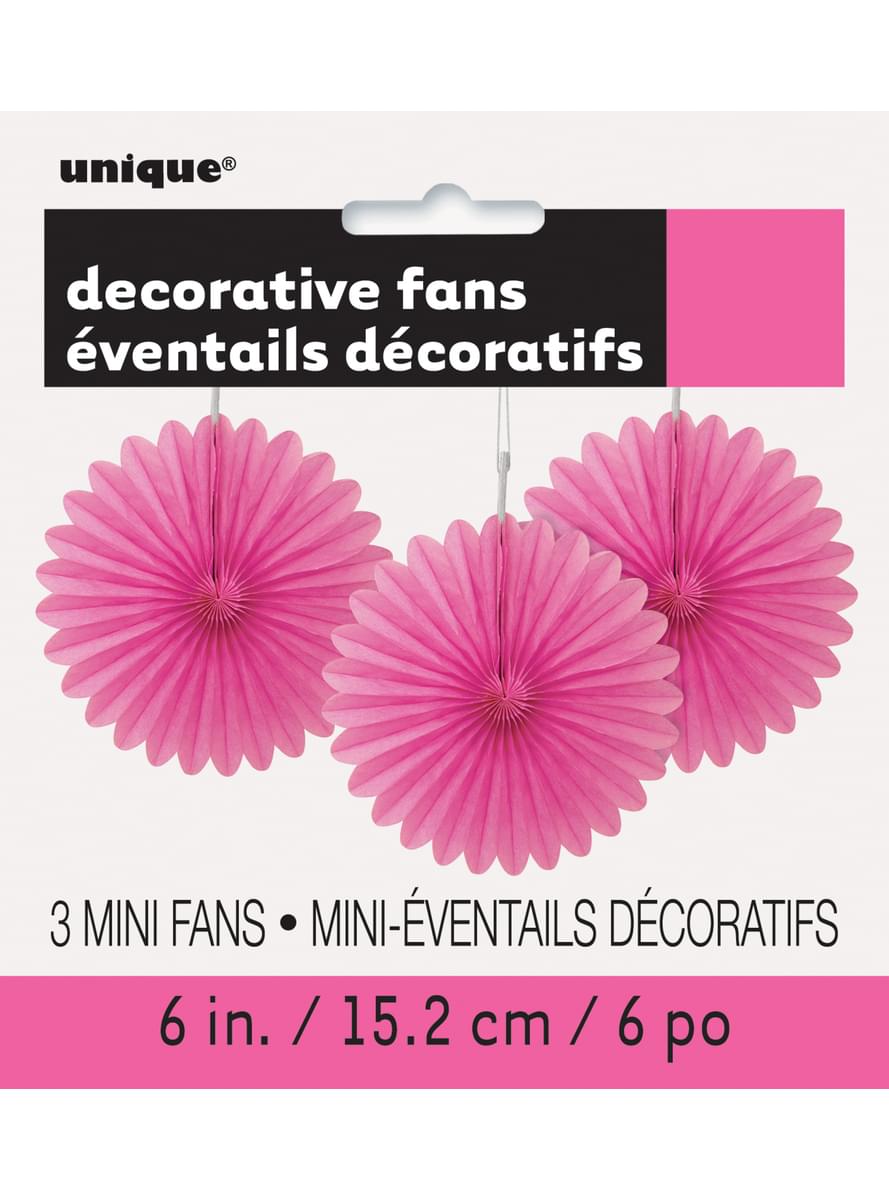 Набор из 3 розовых декоративных веера - Basic Colours Line