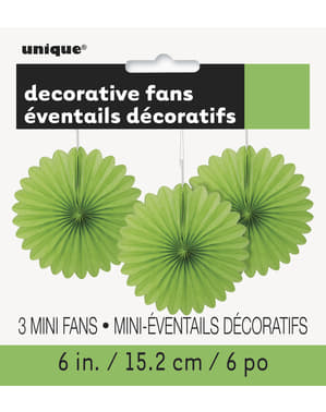 Набір з 3 лаймових декоративних декоративних вентиляторів - Line Basic Colors