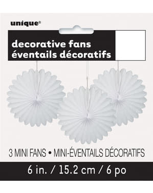 3 koristeellista paperiviuhkaa valkoisena - Perusvärilinja