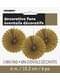 3 decorative paper fans in gol (15,2 cm) - Basic Colours Line