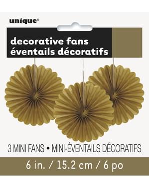 Deko-Fächer Set 3-teilig aus Papier gold - Basic-Farben Kollektion