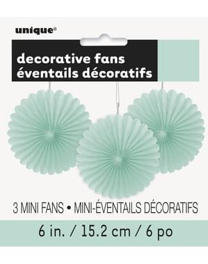 3 dekorative papirvifter i mintgrø (15,2 cm) - Basale Farver Linje