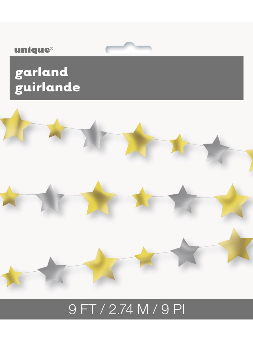 Guirlande étoiles dorées et argentées